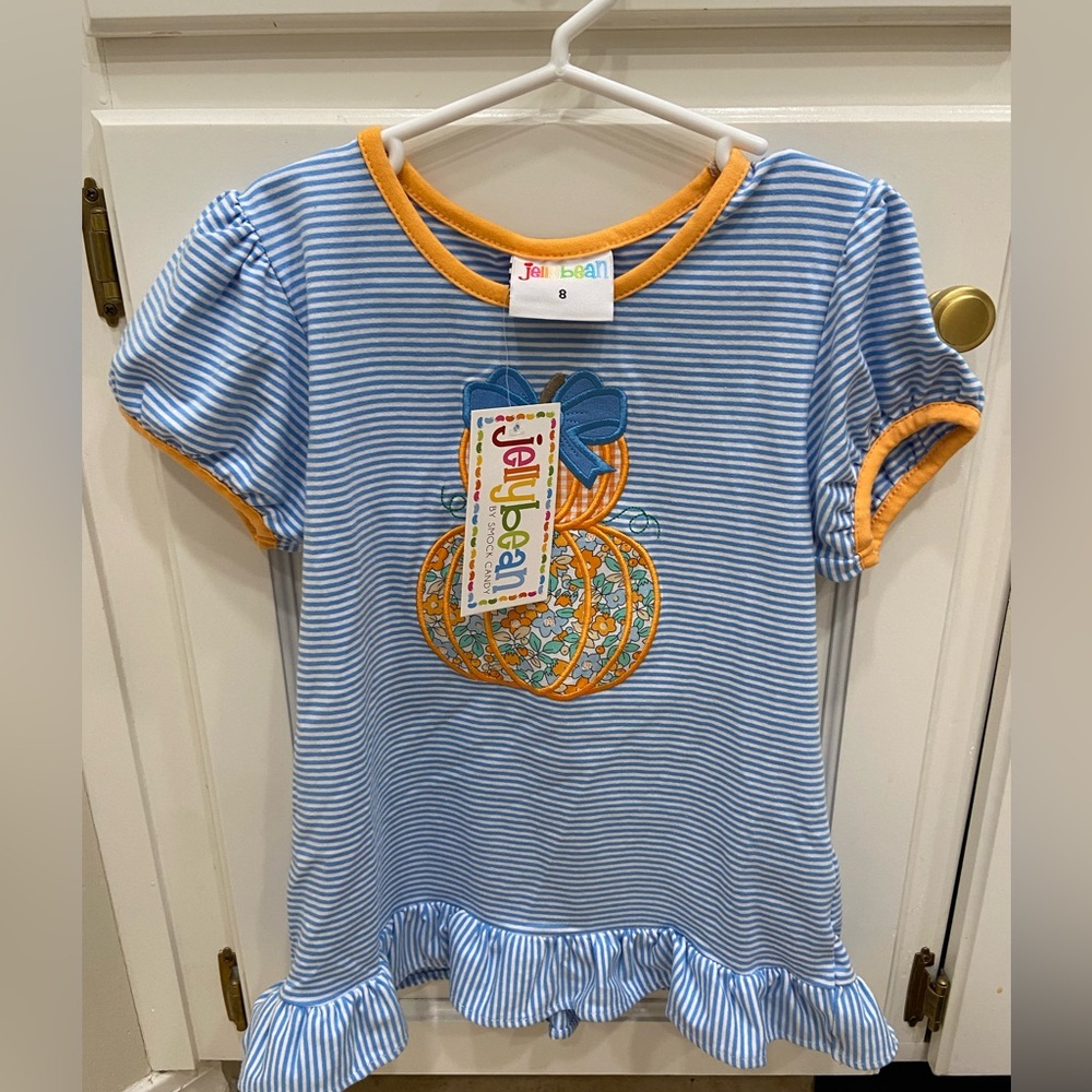 Fall pumpkin embroidered set - girls size 8 - NWT - Jellybean by Smock Candy